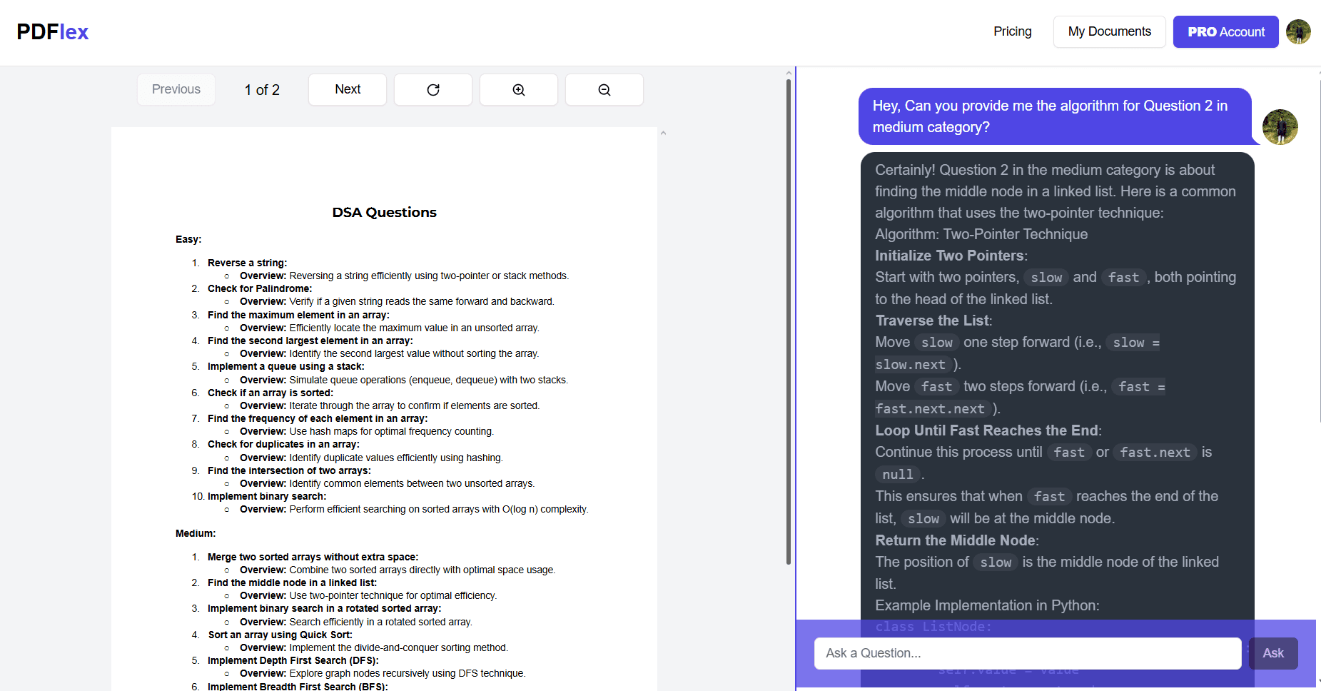 PDFlex in action - student using the app to study